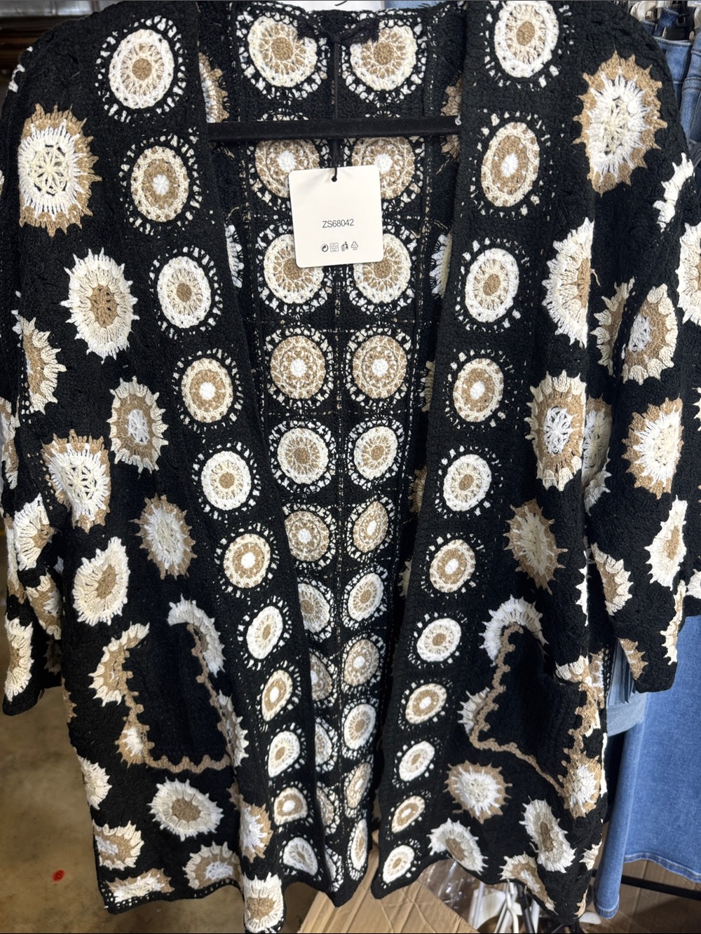 E20. From Italy 🇮🇹 Boho Crochet Open-Front Cardigan Sweater - Picture 2 of 2